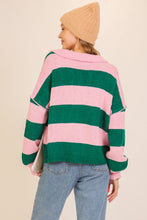 Load image into Gallery viewer, NEWEST ARRIVAL Pink/Green Wide Collar Knit Sweater
