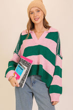 Load image into Gallery viewer, NEWEST ARRIVAL Pink/Green Wide Collar Knit Sweater
