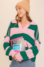 Load image into Gallery viewer, NEWEST ARRIVAL Pink/Green Wide Collar Knit Sweater
