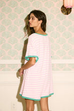 Load image into Gallery viewer, NEWEST ARRIVAL Pink/Green Striped Terry Knit Oversized Romper
