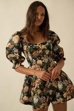 Load image into Gallery viewer, NEWEST ARRIVAL Floral Jacquard Puff Sleeve Romper
