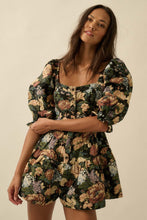 Load image into Gallery viewer, NEWEST ARRIVAL Floral Jacquard Puff Sleeve Romper
