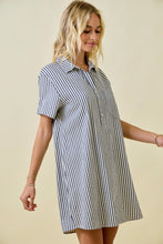 Load image into Gallery viewer, NEWEST ARRIVAL Navy Seersucker Shirt Dr

