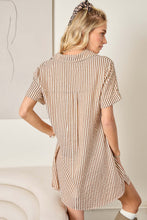 Load image into Gallery viewer, NEWEST ARRIVAL Brown Seersucker Shirt Dress
