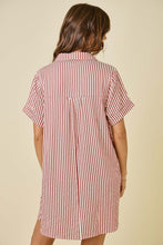 Load image into Gallery viewer, NEWEST ARRIVAL Red/White Pinstriped Shirt Dress
