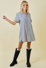 Load image into Gallery viewer, NEWEST ARRIVAL Navy Seersucker Shirt Dr

