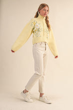 Load image into Gallery viewer, NEWEST ARRIVAL Butter Yellow Floral Zip Up Sweater Cardigan
