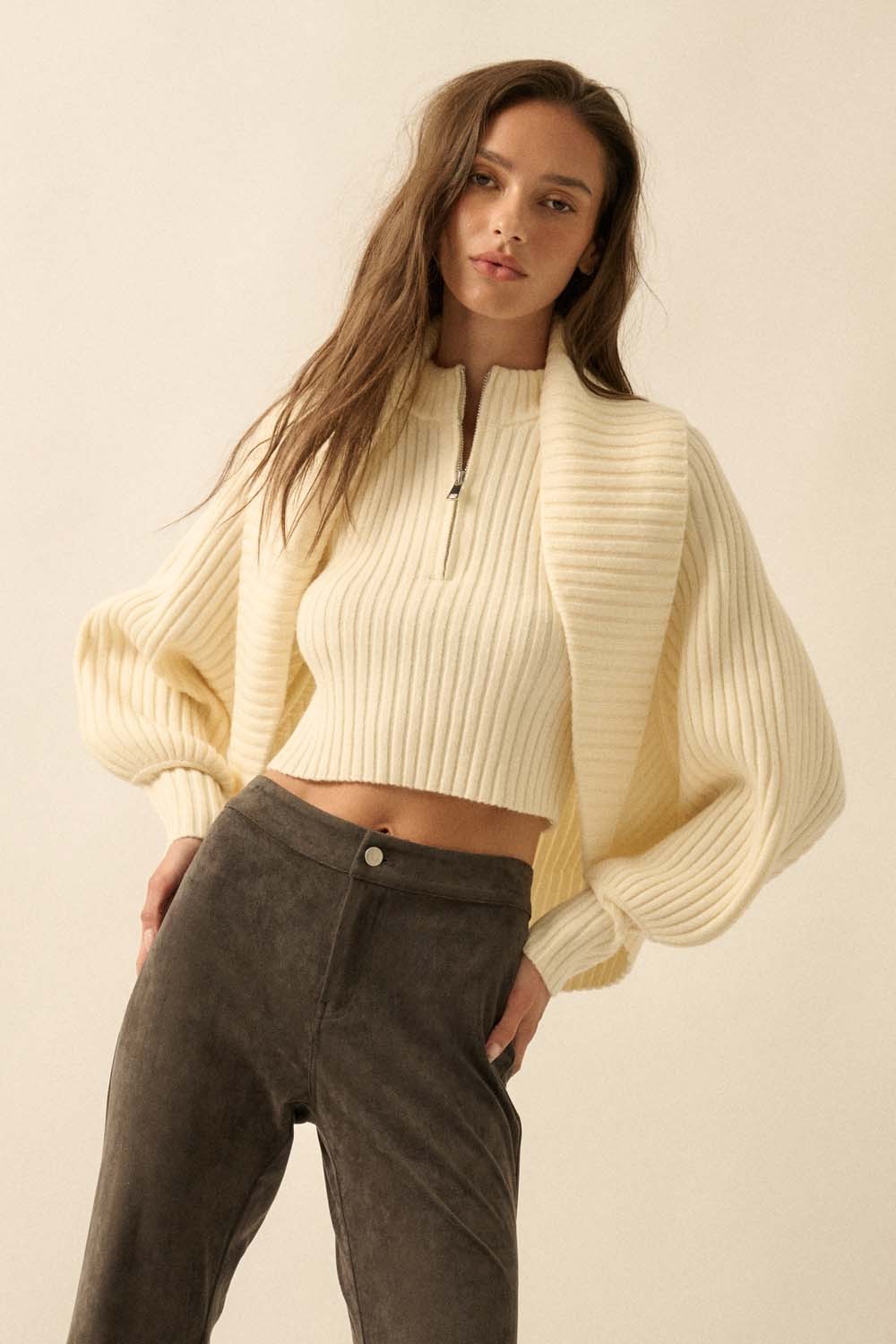 NEWEST ARRIVAL Ivory 2 Piece Knit Shrug Sweater