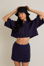 Load image into Gallery viewer, NEWEST ARRIVAL *PREORDER 10/3* Navy/Brown Striped Sweater Mini Set
