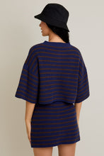 Load image into Gallery viewer, NEWEST ARRIVAL *PREORDER 10/3* Navy/Brown Striped Sweater Mini Set
