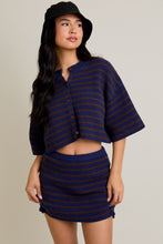 Load image into Gallery viewer, NEWEST ARRIVAL *PREORDER 10/3* Navy/Brown Striped Sweater Mini Set
