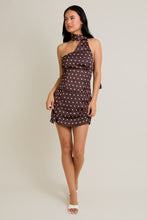 Load image into Gallery viewer, NEWEST ARRIVAL Brown Satin Polka Dot Mini Skirt Set
