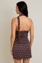 Load image into Gallery viewer, NEWEST ARRIVAL Brown Satin Polka Dot Mini Skirt Set
