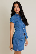 Load image into Gallery viewer, NEWEST ARRIVAL *RESTOCKING 10/15* Short Sleeve Denim Mini Skirt Set
