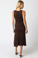 Load image into Gallery viewer, NEWEST ARRIVAL Chocolate Brown Ruched Midi Dress
