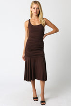 Load image into Gallery viewer, NEWEST ARRIVAL Chocolate Brown Ruched Midi Dress
