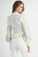 Load image into Gallery viewer, NEWEST ARRIVAL *PREORDER 10/15* Cream Floral Ruffle Knit Cardigan Sweater

