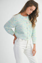 Load image into Gallery viewer, NEWEST ARRIVAL Blue Colorful Fuzzy Knit Cardigan
