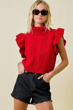 Load image into Gallery viewer, NEWEST ARRIVAL Red Flutter Sleeve Chunky Turtleneck
