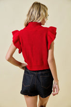 Load image into Gallery viewer, NEWEST ARRIVAL Red Flutter Sleeve Chunky Turtleneck
