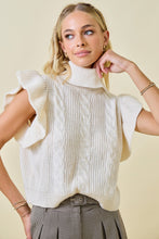 Load image into Gallery viewer, NEWEST ARRIVAL Off White Flutter Sleeve Chunky Turtleneck
