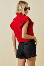 Load image into Gallery viewer, NEWEST ARRIVAL Red Flutter Sleeve Chunky Turtleneck
