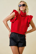 Load image into Gallery viewer, NEWEST ARRIVAL Red Flutter Sleeve Chunky Turtleneck
