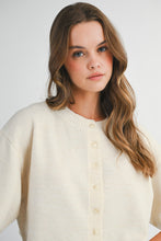 Load image into Gallery viewer, NEWEST ARRIVAL Cream Button Front Elbow Sleeve Cardigan
