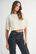 Load image into Gallery viewer, NEWEST ARRIVAL Cream Button Front Elbow Sleeve Cardigan
