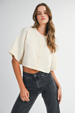 Load image into Gallery viewer, NEWEST ARRIVAL Cream Button Front Elbow Sleeve Cardigan
