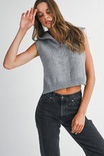 Load image into Gallery viewer, NEWEST ARRIVAL Gray Half Zip Side Open Knit Sleeveless Sweater
