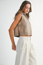 Load image into Gallery viewer, NEWEST ARRIVAL Mocha Brown Half Zip Side Open Knit Sleeveless Sweater
