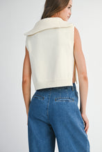 Load image into Gallery viewer, NEWEST ARRIVAL Cream Half Zip Side Open Knit Sleeveless Sweater
