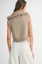 Load image into Gallery viewer, NEWEST ARRIVAL Mocha Brown Half Zip Side Open Knit Sleeveless Sweater
