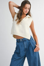 Load image into Gallery viewer, NEWEST ARRIVAL Cream Half Zip Side Open Knit Sleeveless Sweater

