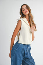 Load image into Gallery viewer, NEWEST ARRIVAL Cream Half Zip Side Open Knit Sleeveless Sweater
