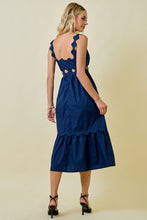 Load image into Gallery viewer, NEWEST ARRIVAL Navy Scallop Midi Dress
