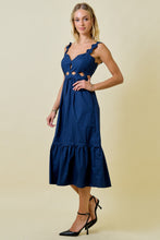 Load image into Gallery viewer, NEWEST ARRIVAL Navy Scallop Midi Dress
