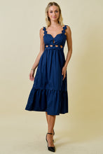 Load image into Gallery viewer, NEWEST ARRIVAL Navy Scallop Midi Dress
