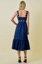 Load image into Gallery viewer, NEWEST ARRIVAL Navy Scallop Midi Dress
