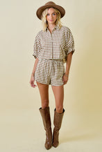Load image into Gallery viewer, NEWEST ARRIVAL Brown Plaid Shorts Set
