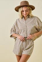 Load image into Gallery viewer, NEWEST ARRIVAL Brown Plaid Shorts Set
