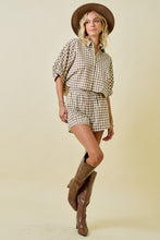 Load image into Gallery viewer, NEWEST ARRIVAL Brown Plaid Shorts Set
