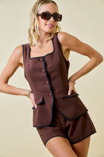 Load image into Gallery viewer, NEWEST ARRIVAL Brown/Black Sleeveless Vest Romper
