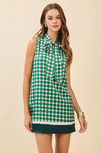 Load image into Gallery viewer, NEWEST ARRIVAL Green Geometric Print Neck Tie Dress
