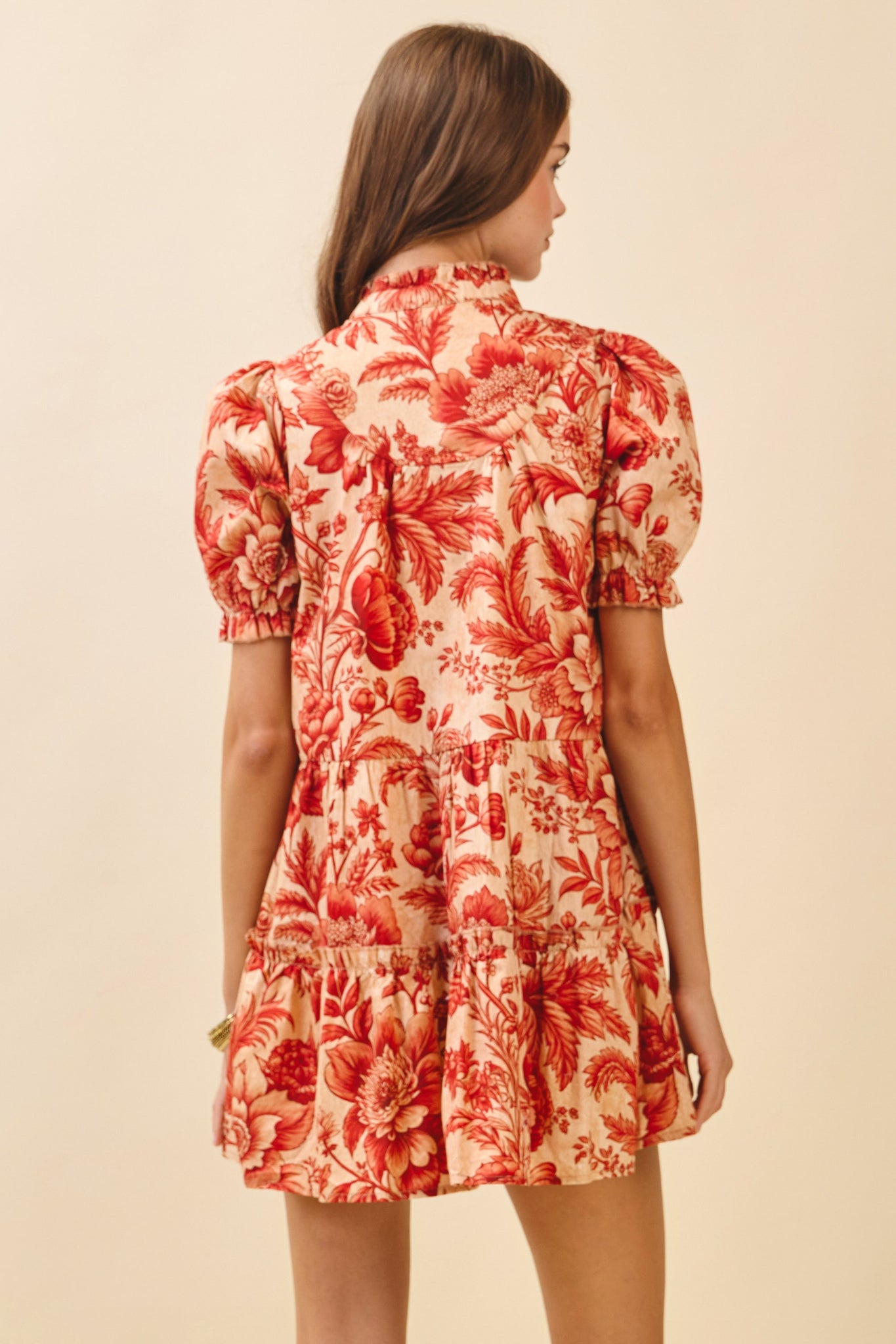 LAST ONE Cream/Red Floral Print Babydoll Dress – Five Points Boutique