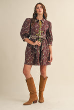Load image into Gallery viewer, NEWEST ARRIVAL Burgundy Floral Button Down Dress
