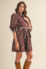 Load image into Gallery viewer, NEWEST ARRIVAL Burgundy Floral Button Down Dress
