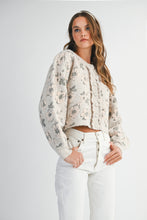 Load image into Gallery viewer, NEWEST ARRIVAL Taupe Jacquard Floral Cardigan Sweater
