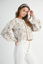 Load image into Gallery viewer, NEWEST ARRIVAL Taupe Jacquard Floral Cardigan Sweater
